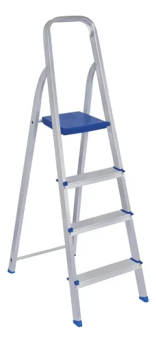 Escada Alumínio 4 Degraus Prateado/Azul