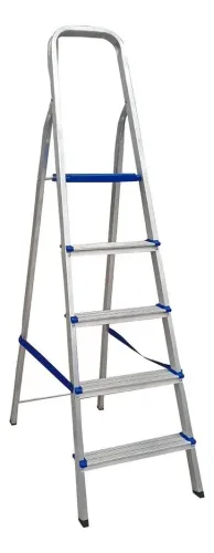 Escada Doméstica Em Aluminio 5 Degraus Real