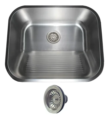 Tanque Lavanderia 55x45 Com Acessórios Aço Inox Escovado