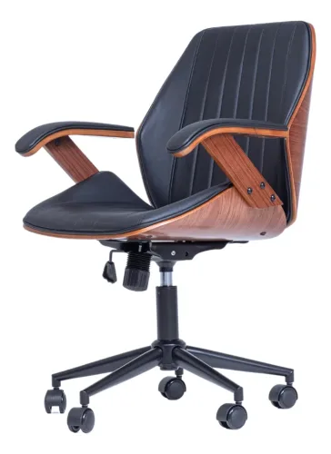 Cadeira Escritório Diretor Ergonômica Couro Saragoça - Preto