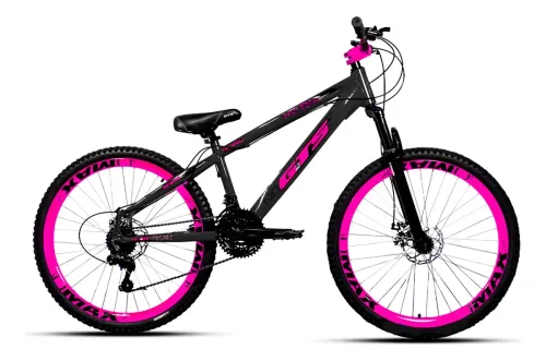 Bicicleta Mountain Bike Aro 26 GTS FEEL Freeride 21v Shimano Preto/Rosa