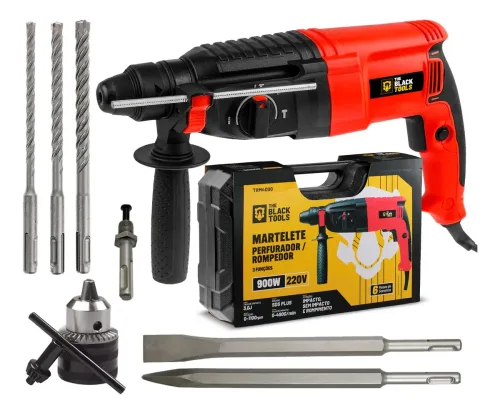 Martelete Perfurador Rompedor Professional 26mm 900w Sds Plus 3j Com Maleta E Acessorios Trm-4000 The Black Tools - 127/220V